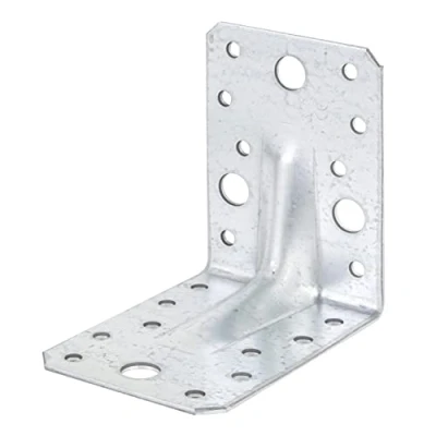 Immagine di Alberts 330514 Squadretta di giunzione angolare rinforzata con nervatura rinforzo, zincata procedimento Sendzimir, 90 x 65 mm / 12 pz
