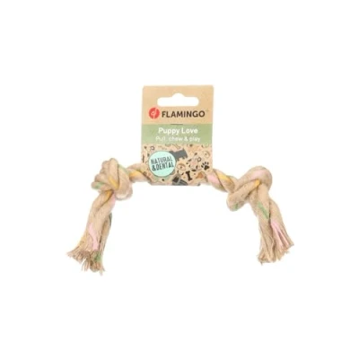 Immagine di FLAMINGO Giocattolo per cuccioli di canapa Luro os annodato 2 nodi marrone M 32 x 5 cm