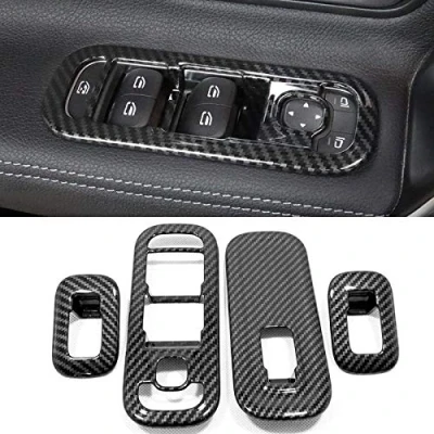 Immagine di per Classe A W177 V177 2019 2022 Cornici dei Pannello Interno Portiera Plastica ABS 4 pezzi (Colore fibra di carbonio)