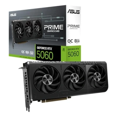Immagine di ASUS Scheda grafica PRIME GeForce RTX 5060 8GB GDDR7 OC Edition Gaming (Nvidia RTX5060 DLSS 4, design a 2,5 slot, PCIe 5.0, 3 DisplayPort 2.1b, 1 HDMI O8G)