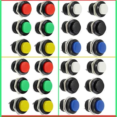 Immagine di RUNCCI YUN Interruttore a Pulsante SPST Momentaneo (AC 250V 3A), 16 mm, 24 Pezzi