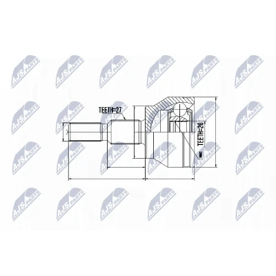 Immagine di NTY NPZ FR 050 Kit Giunto Omocinetico Assale anteriore Dx, Sx con anello di sicurezza interno FORD: FOCUS 3, C Max 2, Grand
