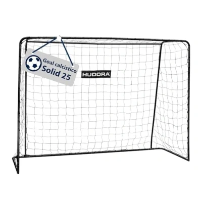 Immagine di HUDORA Porta da calcio Solid 25 stabile per bambini e adulti resistente al maltempo con rete fitta in poliestere di qualità esterno tempo libero training