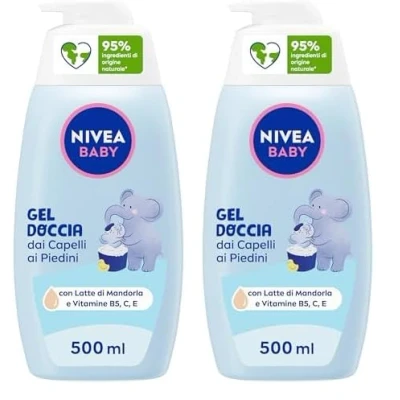 Immagine di NIVEA BABY Gel Doccia dai capelli ai Piedini 500ml, Bagnoschiuma bambini per pelle e morbidi puliti, neonato con protezione no lacrime, Shampoo idratante ed emolliente