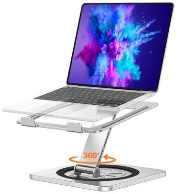 Immagine di EOIWUY Supporto PC Portatile, [360 Base Girevole] Porta Laptop Stand Alluminio Regolabile, [Ergonomico &amp; Pieghevole] Notebook Scrivania Compatibile con MacBook Pro/Air, HP (10 16&quot;) B20