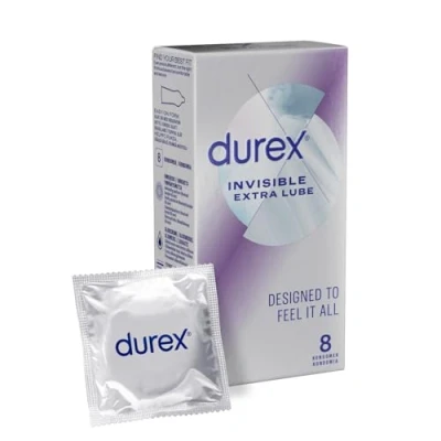 Immagine di 4x Confezioni di Preservativi Durex Invisible Extra Lube in Lattice più Sottile Scatole da 6 pezzi ognuna 24 Profilattici