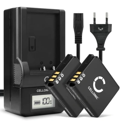 Immagine di CELLONIC 2X Batteria CGA S005 DMW BCC12 Compatibile con Panasonic Lumix LX3 LX1 LX2 LX9 FX01 FX07 FX3 FX8 FX9 FX10 FX12 FX50 FX100 FX150 CGAS005 3.6V 3.7V 1100mAh + Caricabatteria