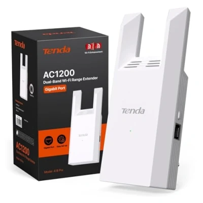 Immagine di Tenda A18 Pro Ripetitore WiFi, Amplificatore Segnale WiFi AC1200 Mbps Dual Band 5Ghz e 2.4Ghz, Extender Access Point, Porta Gigabit, LED intelligente, WPS, WPA3, Controllo APP