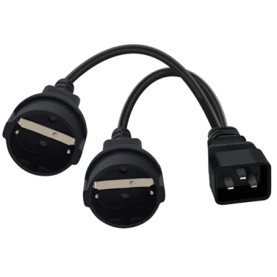 Immagine di HuaLiSiJi IEC 320 C20 a Schuko Femmina 16A 250V Cavo IP44 Alimentazione C20, per Esterno o Interno, Casa, Ufficio 35cm