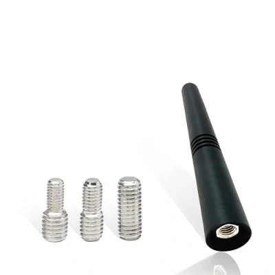 Immagine di Vecys Asta Antenna auto universale da 9 cm 1 pz. tetto per FM AM di ricambio con 3 adattatori (M4, M5, M6) corta Tuning Radio Car Adapter Nero