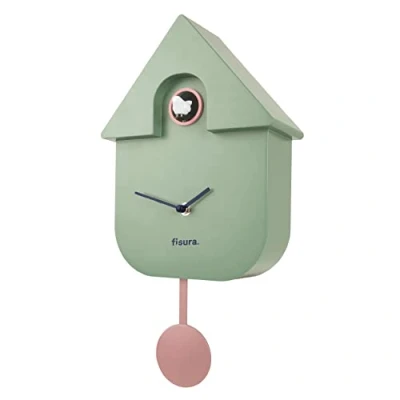 Immagine di Fisura Orologio a cucù. da parete. parete regalo originale. 3 batterie AA non incluse. Misure: 21,5 x 8 41,5 cm. Plastica ABS. (Menta)