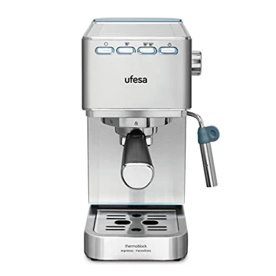 Immagine di Ufesa CE8020 Capri, Macchina Caffè Espresso e Cappuccino, Pressione 20 Bar, 1350W, Sistema Thermoblock, Vaporizzatore Regolabile, Macinato o Cialde, Serbatoio 1.4 L, Spegnimento Automatico