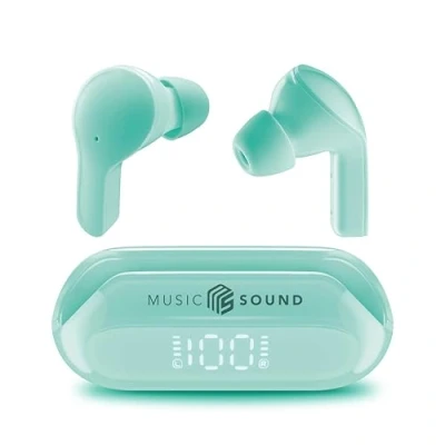 Immagine di Music Sound Auricolare Bluetooth TWS SLIDE Wireless Design in ear Dotato di Display Led Play Time 26 Ore Verde