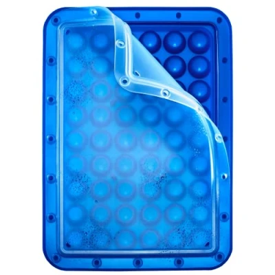 Immagine di Lurch 240770 Stampo per ghiaccio Arctic, sfera Ø 2 cm, colore: blu, 54 cubetti di con coperchio trasparente blu