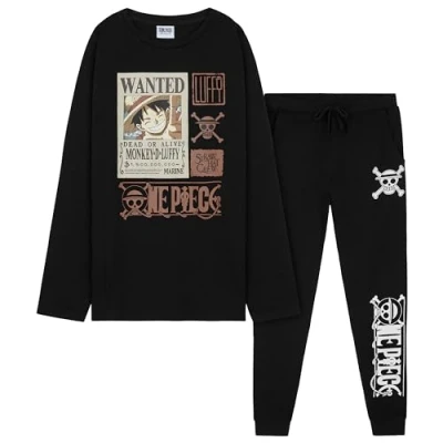 Immagine di One Piece Pigiama Bambino Ragazzo in Cotone Lungo a Maniche Lunghe 7 14 Anni Anime Gadget Regalo Ufficiale (Nero, 11 12 Anni)
