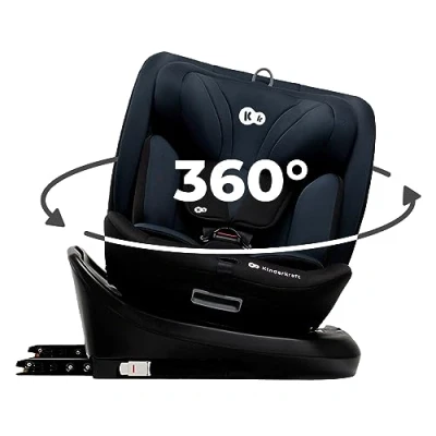 Immagine di Kinderkraft I GROW Seggiolino auto 0 36 kg, SIZE 40 150 cm, 360 girevole, con Isofix Base, Reclinabile Posizione sdraiata, Poggiatesta regolabile, Gruppo 1 2 3, Nero grafite