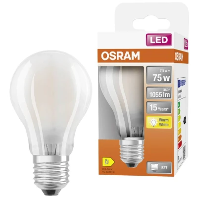 Immagine di OSRAM 4058075115910 LED (monocolore) ERP D (A G) E27 Forma di bulbo 7.5 W = 75 Bianco caldo (Ø x L) 60 mm 105 1 pz.
