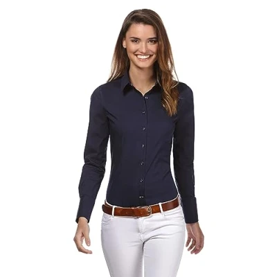 Immagine di Vincenzo Boretti Tailliert Stretch Camicia, Donna, Taglia: 34, Dunkelblau