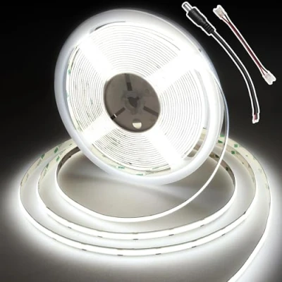 Immagine di BERIXDEEP Strascia LED COB 10 Metri, Striscia Bianco Freddo con 384LEDs/m, Larghezza 8mm, CRI 90+, Dimmerabile DC24V per Camera da Letto, Cucina (senza alimentazione), 6000K