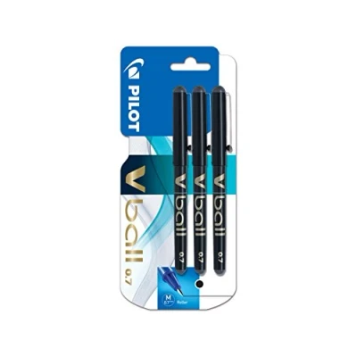 Immagine di Pilot Vball 7 Penna a sfera inchiostro liquido, punta 0,7 mm, Confezione da 3, colore: nero. 3 Nero