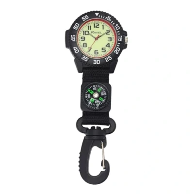 Immagine di Ravel Orologio con Moschettone a Clip in Nylon Bussola e Quadrante Fosforescente Quarzo Analogico R1108.03 Nero