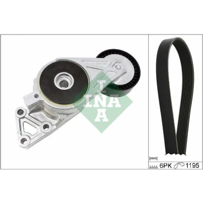 Immagine di INA 529 0470 10 Kit cinghie Poly V Controllare corsa libera generatore ed ev. sostituire VOLKSWAGEN: Golf 4, Caddy 3, New Beetle Hatchback