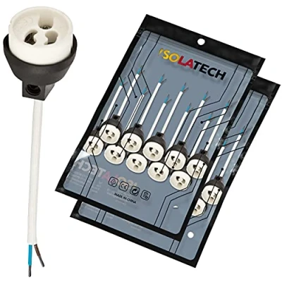 Immagine di ISOLATECH GU10 prese in ceramica antincendio VDE RoHS 230 250 Volt 2A max.100W 0,75mm 2 cavi LED Alogena (qui: 20 pezzi)