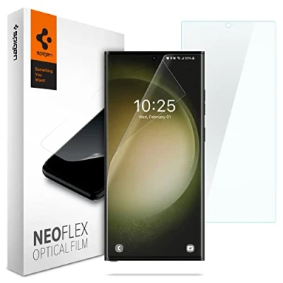 Immagine di Spigen NeoFlex Pellicola compatibile con Samsung Galaxy S23 Ultra, 2 Pezzi, TPU, Applicazione Bagnata, Alta Reattività, Custodia Compatibile, Anti graffio