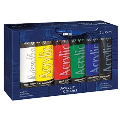 Immagine di Kreul 28260 Colori El Greco, acrilici Lucidi e Altamente pigmentati in qualità da Studio, burrosa, per Pittura pastosa, Multicolore, 6 x 75 ml,