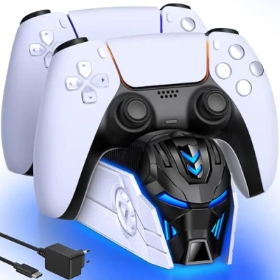 Immagine di GAMSINGY stazione di ricarica per controller PS5 con alimentatore rete, Dualsense Wireless/Edge, Playstation 5