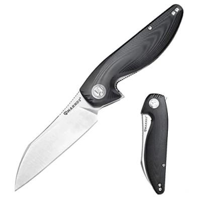Immagine di HARNDS Parrot Premium Coltello pieghevole con lama Sandvik 14C28N da 3,58&quot; e manico in G10 clip, chiusura liner per l&#039;EDC il campeggio all&#039;aperto. (Nero)