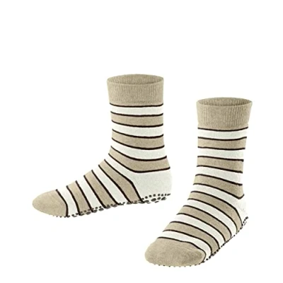 Immagine di FALKE Simple Stripes K Hp cotone con suola in gomma 1 paio, Calze da casa Unisex Bambini, Beige Sand Melange 4650, 31/34 EU