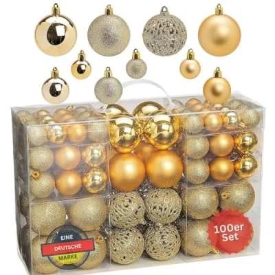 Immagine di WOMA Set di palle per albero Natale in 10 colori natalizi selezionabili, quantità a vostra scelta tra 50 e 100 pezzi, plastica, Nero ,