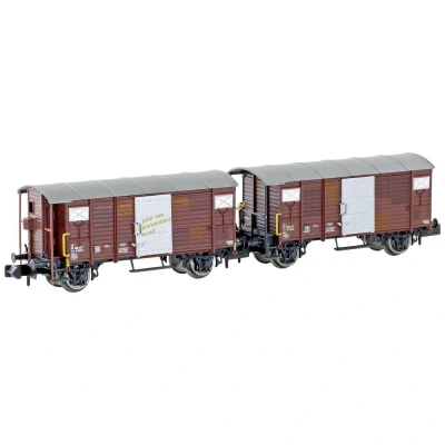 Immagine di N Kit di 2 vagoni merci coperti K2 delle FFS Hobbytrain H24202