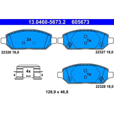 Immagine di ATE 13.0460 5673.2 Kit pastiglie freno con segnalatore acustico usura accessori OPEL: Karl
