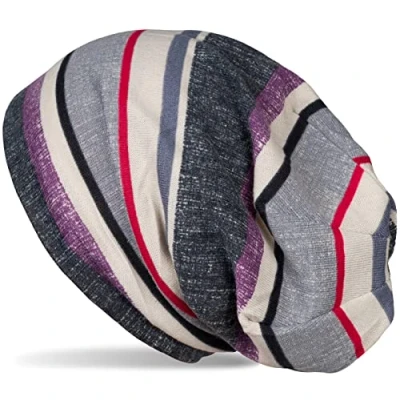 Immagine di styleBREAKER Cappello a Maglia fine Unisex con Motivo Strisce Colorate, Berretto Leggero Multicolore 04024194, Colore:Lime Grigio Beige