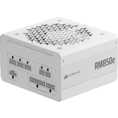 Immagine di CORSAIR RM850e (2025) Alimentatore ATX completamente modulare a basso rumore con cavo 12V 2x6 conforme 3.1 e PCIe 5.1, efficienza Cybenetics Gold, condensatori 105C Bianco
