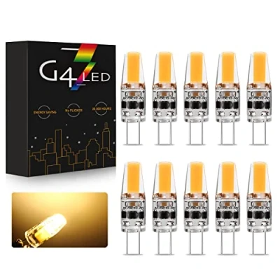 Immagine di COITROZR Lampadina LED G4, 3W lampade G4 270LM bianco caldo 3000K, Equivalente a 30W Lampada Alogena, AC/DC 12 24V, dimmerabile, senza sfarfallio, confezione da 10
