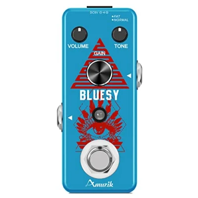 Immagine di Amuzik Guitar Bluesy Pedal Vintage Blues Style Distortion Effect Wide Range Frequency Response for True Bypass Mini Size