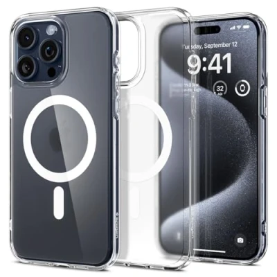 Immagine di Spigen Cover per iPhone 15 Pro, Ultra Hybrid MagFit, Compatibile con MagSafe Frost Clear