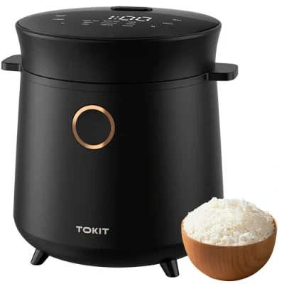Immagine di TOKIT Mini Cuociriso Da 1,5 L Per 1 2 Persone 9 Funzioni, Timer 24 Ore, Interno In Ceramica Antiaderente, Ideale Casa, Dormitori Ed Esterni