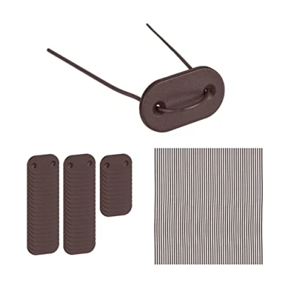 Immagine di Relaxdays Kit per Il Fissaggio Telo Frangivista, Set Piastre di Montaggio e 52 Aste in Filo Metallico, Marrone