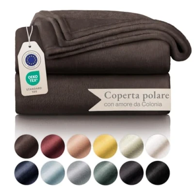 Immagine di Blumtal coperta pile 270x230cm plaid divano super morbida certificata OKEO Tex per invernale coperte in pail matrimoniale marrone