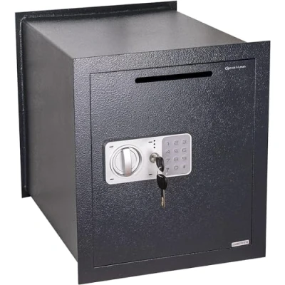 Immagine di Genie Hand Cassaforte Elettronica a Muro Cassetta di Sicurezza Grande con Codice Combinazione e Chiave Serratura B Class Sistema Anti Bounce Casseforti per Soldi