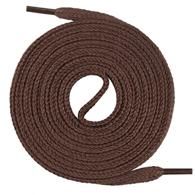 Immagine di Mount Swiss©, 1 paio di lacci piatti in 100% cotone, antistrappo, larghezza 7 mm, unisex, colore marrone, 120 cm
