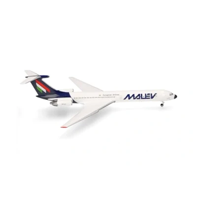 Immagine di herpa modellino aereo Malév Hungarian Airlines Ilyushin IL 62M, miniatura in scala 1:200, pezzo da collezione, modello senza supporto, metallo
