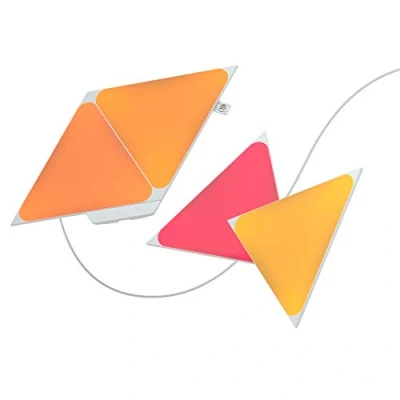 Immagine di Nanoleaf Shapes Triangle Starter Kit, 4 Triangoli Luminosi Led RGBW Smart, Applique da Parete Interno Modulari, Luci 16M Colori WiFi, Funziona con Alexa, Sincronia Musica e Monitor, Deco Gaming