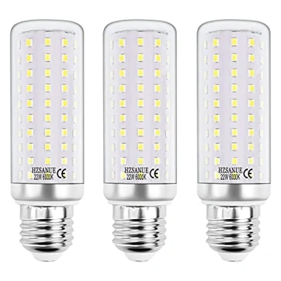 Immagine di HZSANUE LED Lampadine Mais 22W, E27 Vite Edison Lampadine, 6000K Bianco Freddo, 2500LM, 180W Lampadina Incandescenza Equivalenti, Non Dimmerabile, Confezione da 3