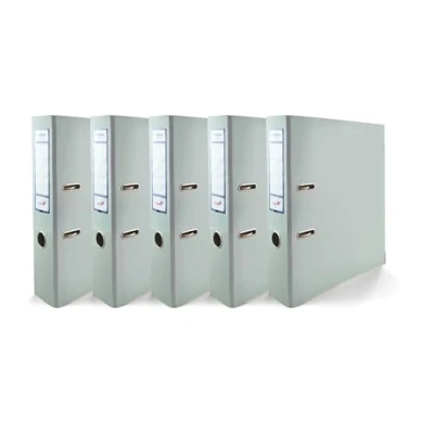 Immagine di Ekobox Premium Edition 5 raccoglitori formato DIN A4, con meccanismo a 2 anelli, 75 mm, in plastica, larghezza raccoglitore per ufficio, colore: blu pastello lucido
