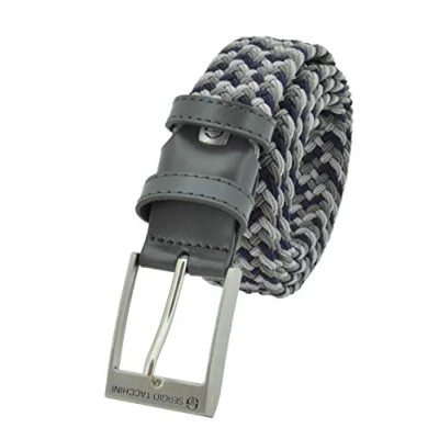 Immagine di Sergio Tacchini Cintura Elastica Intrecciata, Uomo Donna, Con Inserti in Vera Pelle, Scatola Regalo